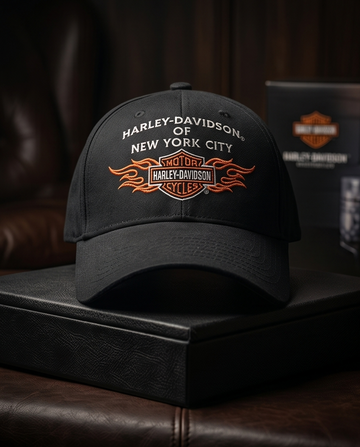 Harley Davidson Of NYC Bar & Shield Flames Baseball Cap