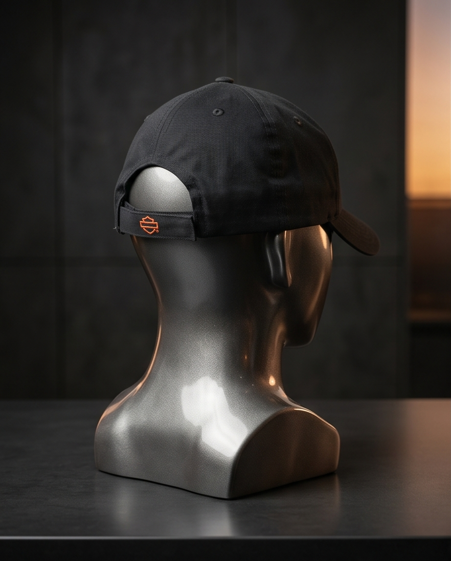 Harley Davidson Of NYC Dealer Bar & Shield Flames Baseball Cap Black
