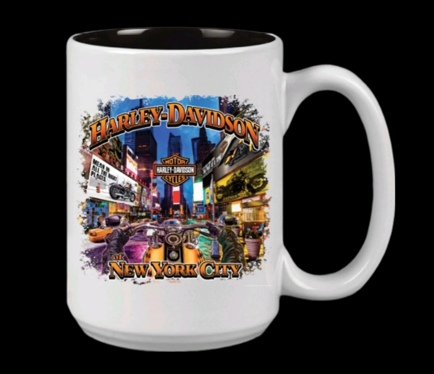 Harley Davidson Of NYC Dealer Skyline Time Square coffee mug