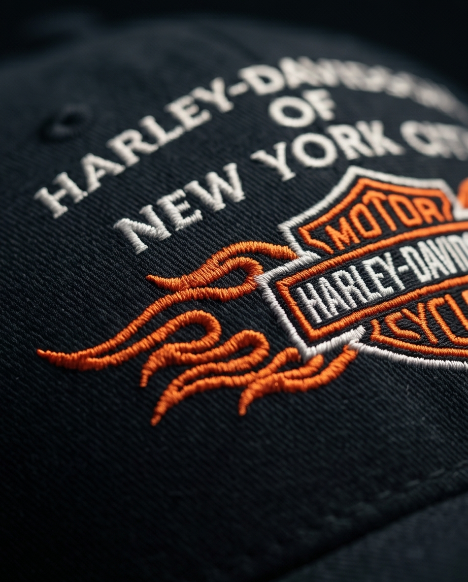 Harley Davidson Of NYC Dealer Bar & Shield Flames Baseball Cap Black
