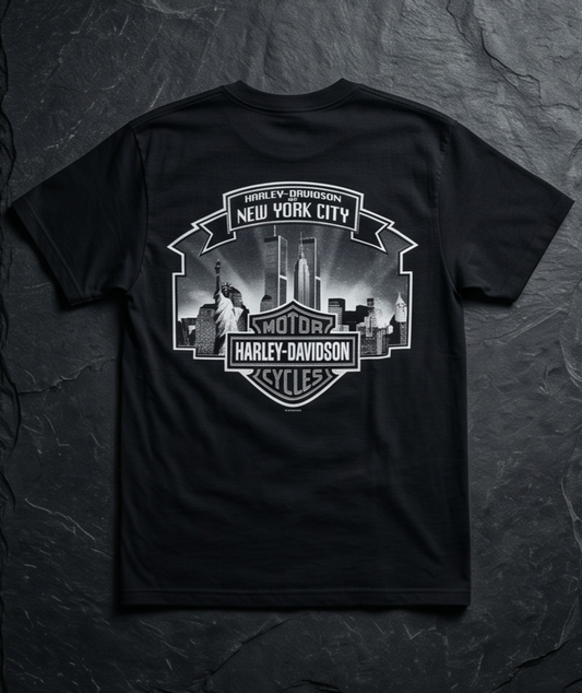 Harley Davidson Of NYC Men's Short Sleeve Dealer Twin Towers T-shirt