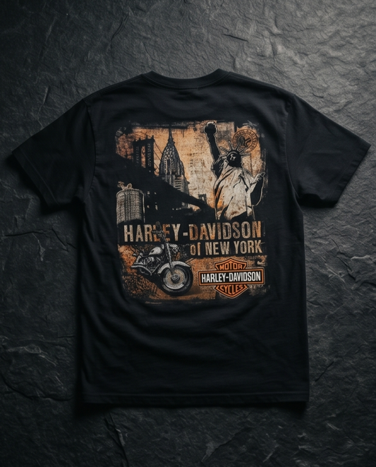 Harley Davidson Of NYC Men's Short Sleeve Dealer Sepiacollag T-shirt