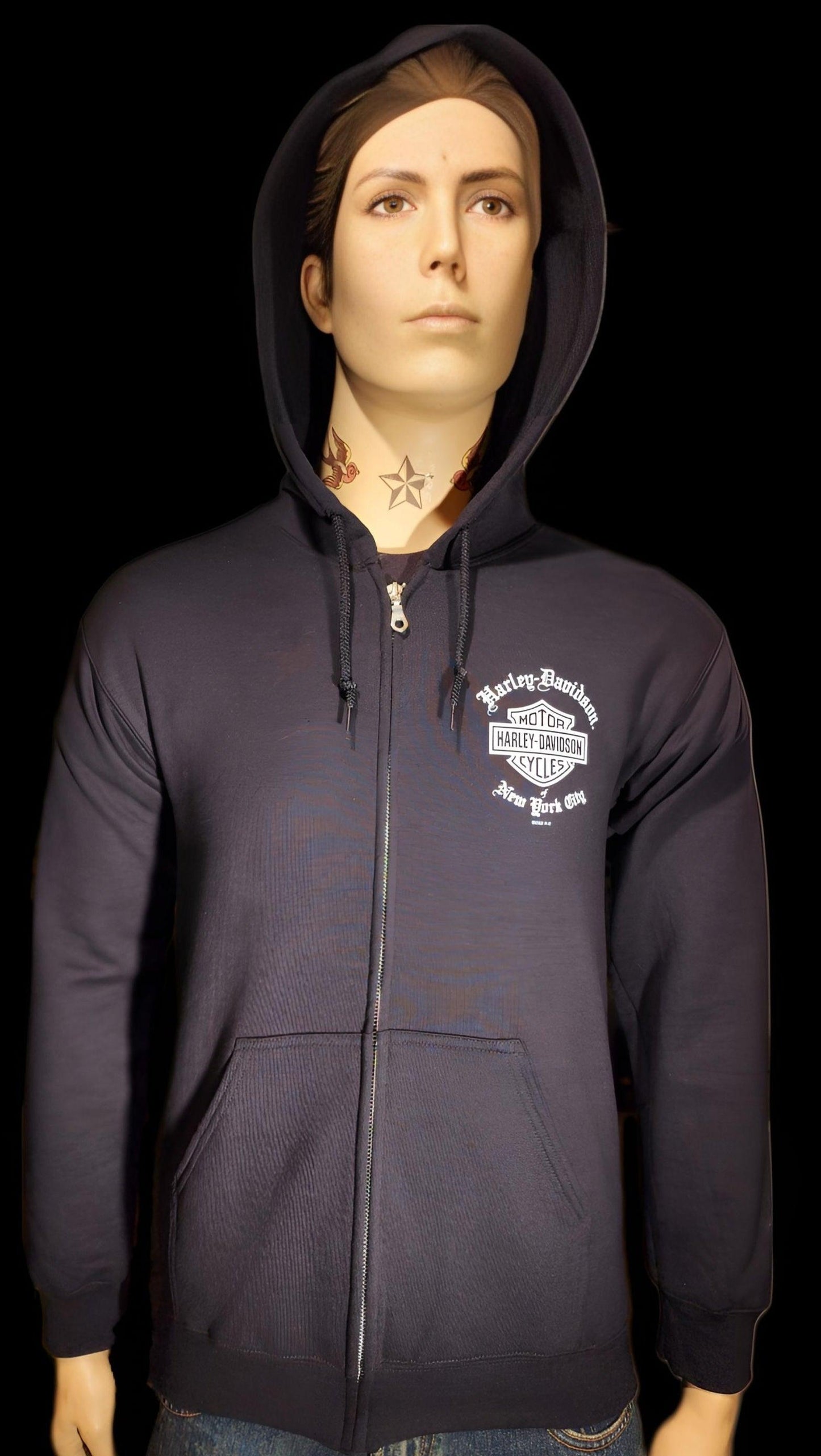 Harley Davidson Of NYC Dealer Men's Old English Zip-Up Hoodie - Harley Davidson Of Nyc