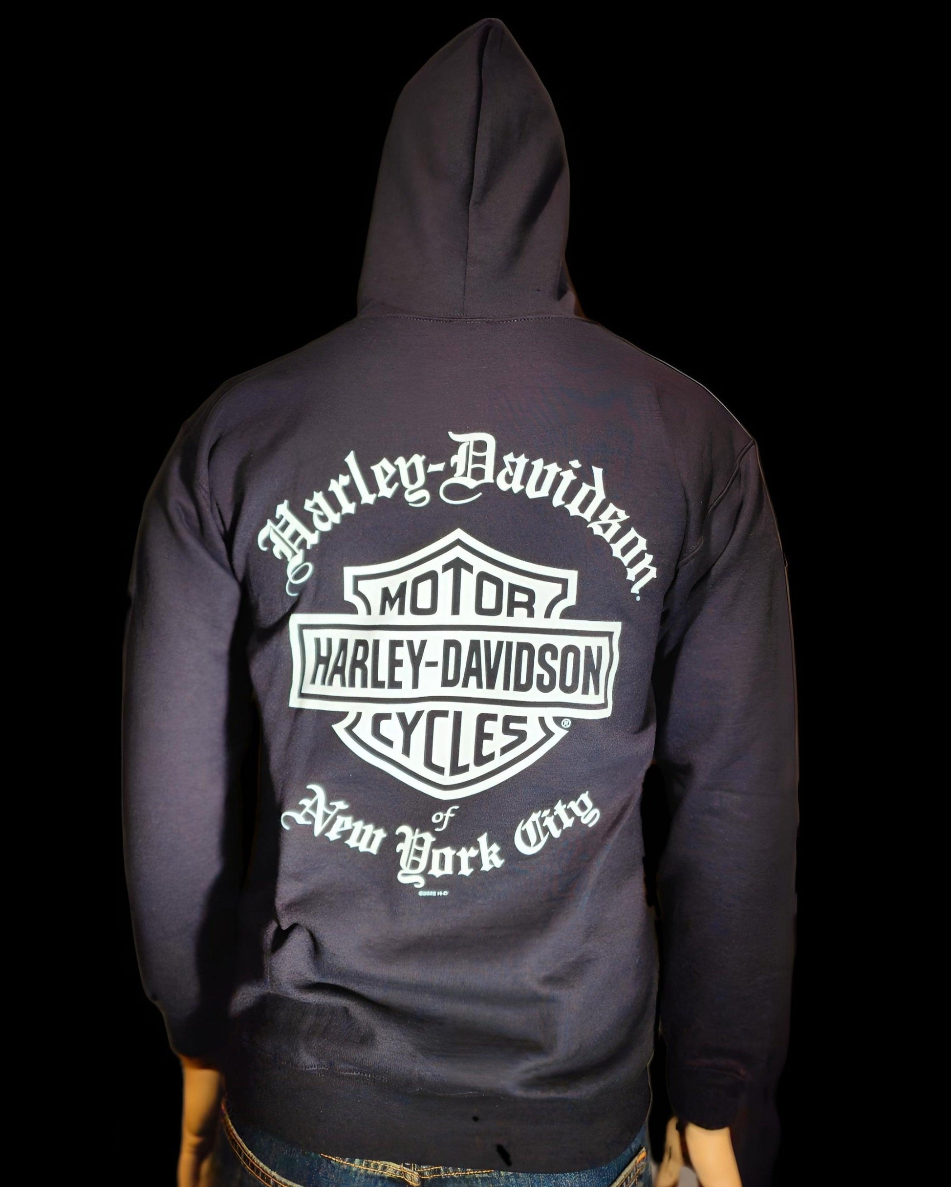 Harley Davidson Of NYC Dealer Men's Old English Zip-Up Hoodie - Harley Davidson Of Nyc