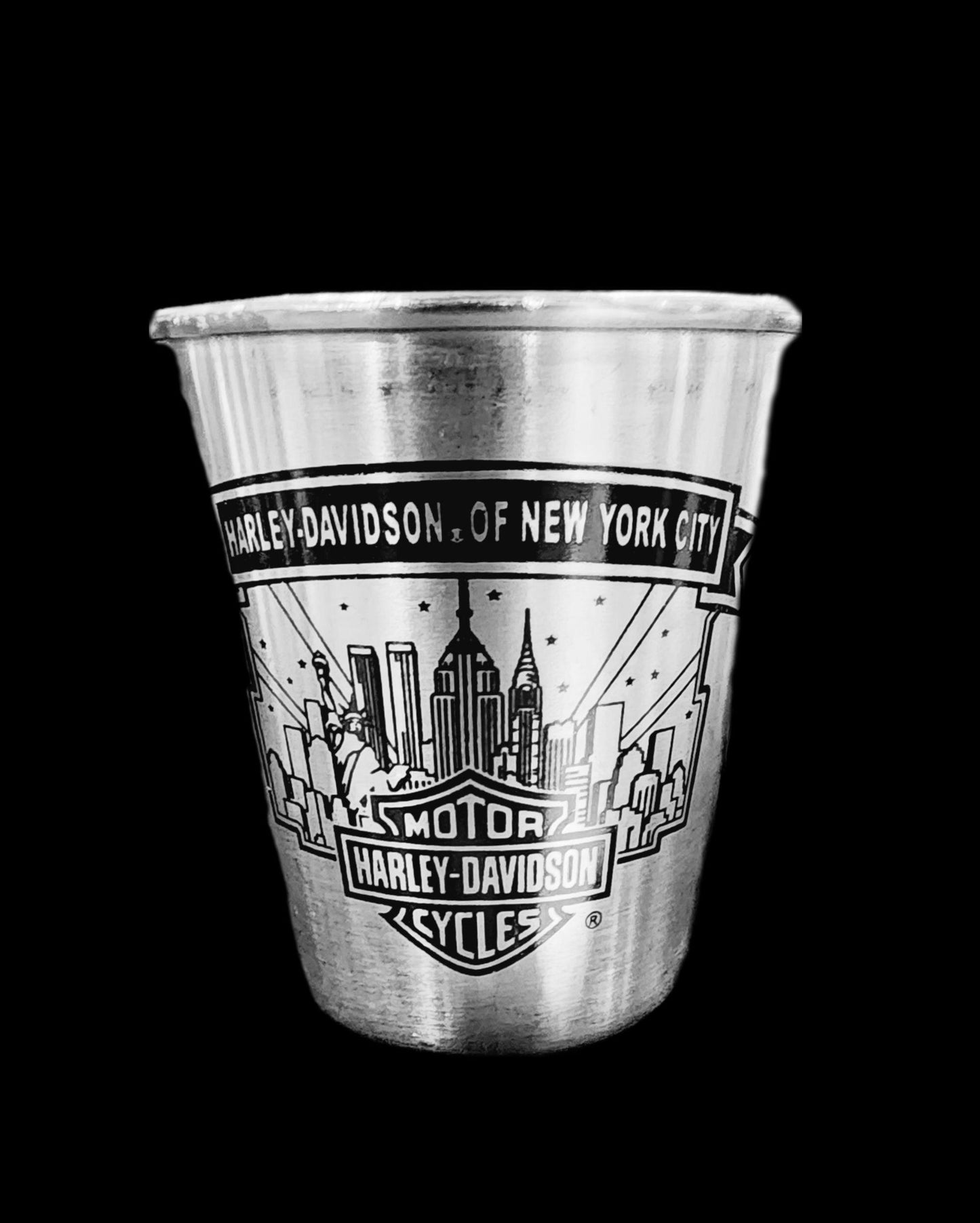 Harley Davidson Of NYC Dealer Metal Skyline Shot Glass - Harley Davidson Of Nyc