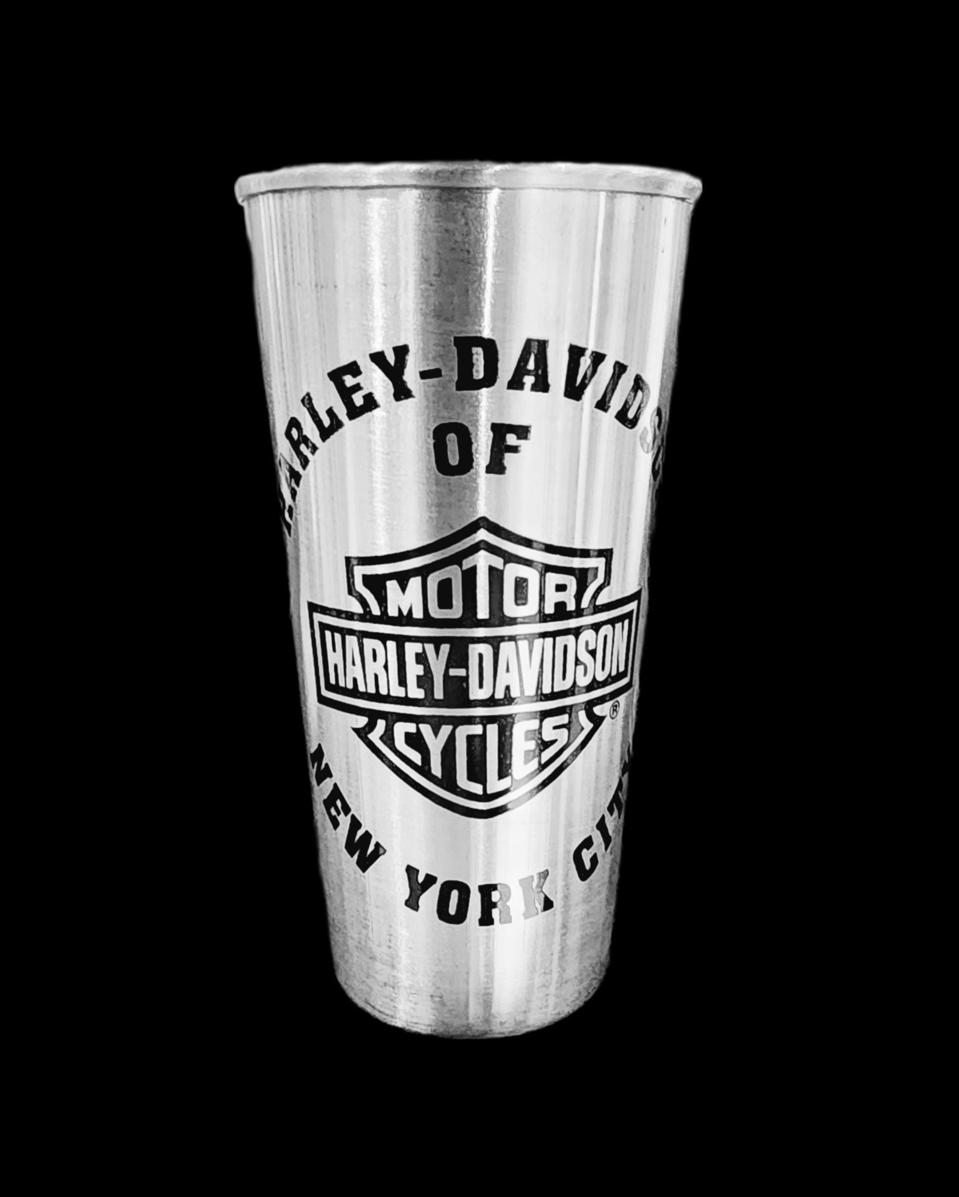 Harley Davidson Of NYC Dealer Tall Metal Bar and Shield Shot Glass - Harley Davidson Of Nyc