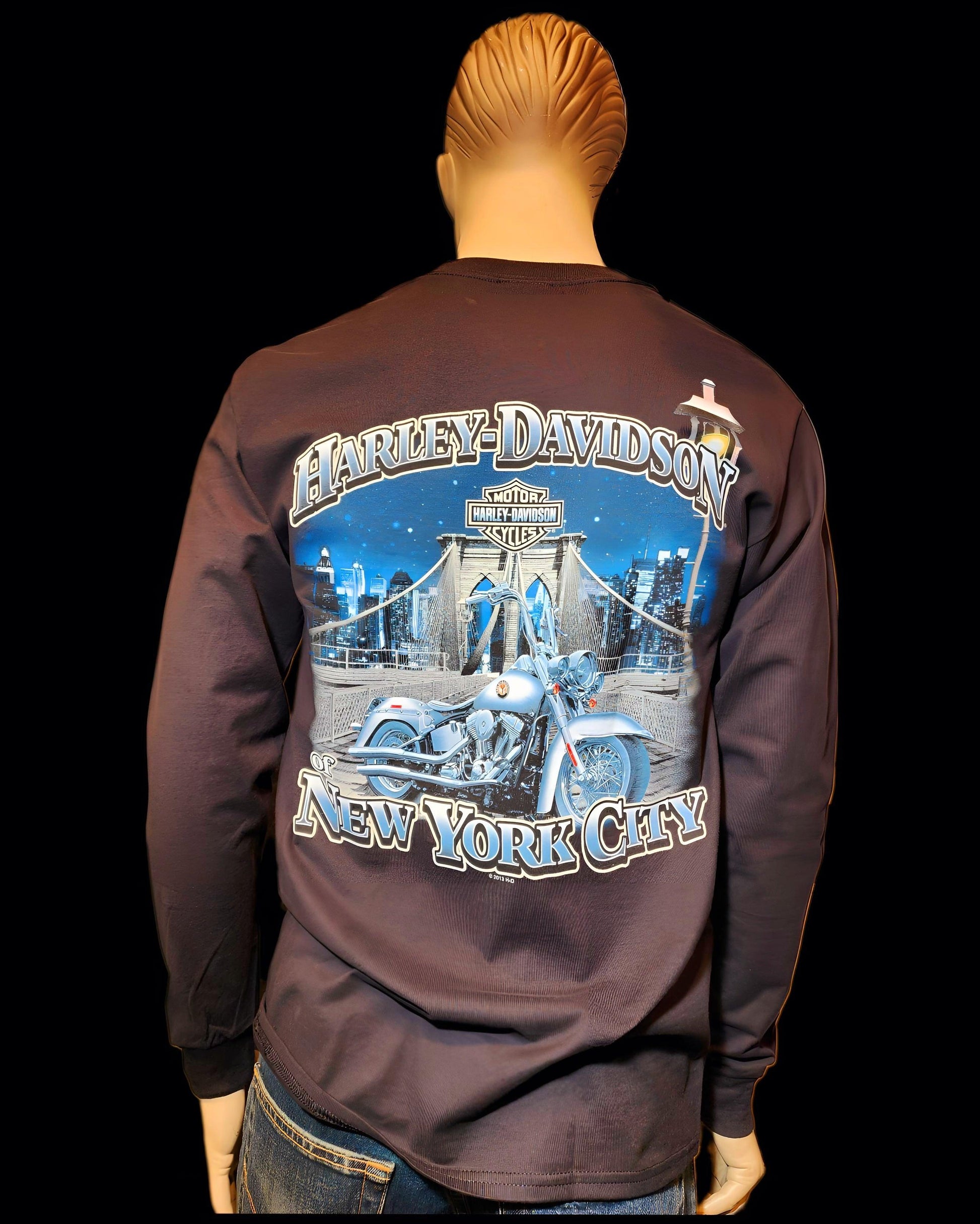 Harley Davidson Of NYC Men's Long Sleeve Dealer Brooklyn Bridge T-shirt - Harley Davidson Of Nyc