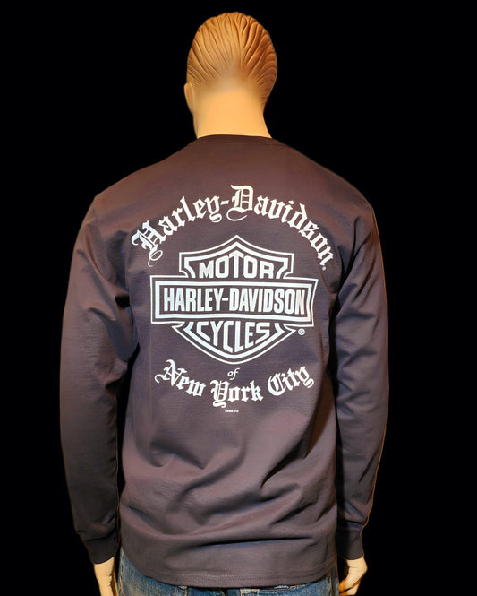 Harley Davidson Of NYC Men's Long Sleeve Dealer Old English T-shirt - Harley Davidson Of Nyc