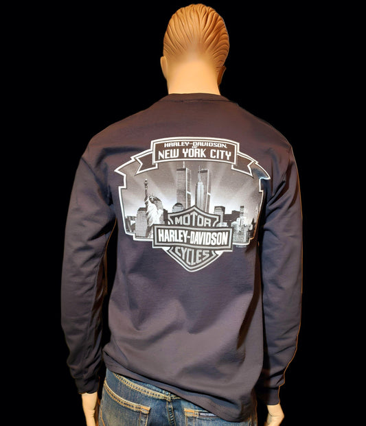 Harley Davidson Of NYC Men's Long Sleeve Dealer Twin Towers T-shirt - Harley Davidson Of Nyc