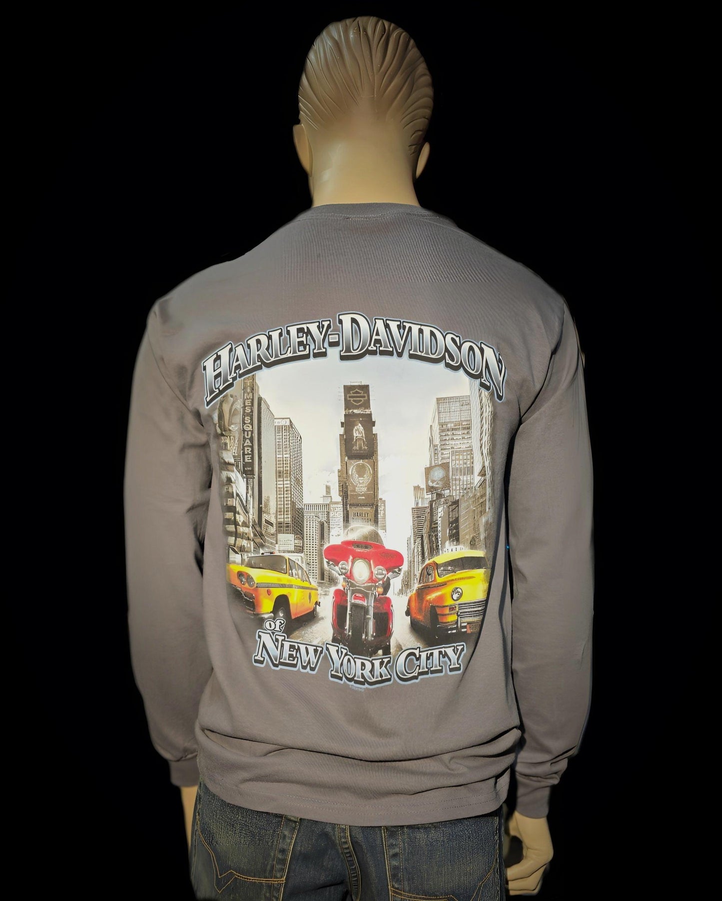 Harley Davidson Of NYC Men's Long Sleeve Dealer Yellow Cab Taxi T-shirt - Harley Davidson Of Nyc